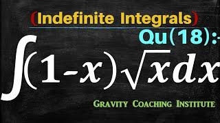 Q18 | Evaluate ∫(1-x)√x dx | Integration of (1-x)√x dx | Integral of (1-x)√x dx| Indefinite Integral