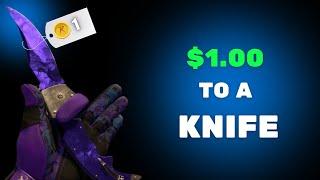 $1 TO A KNIFE CHALLENGE ON CSGOROLL!!