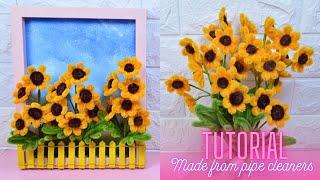 EASY WAY TO MAKEa beautiful wall hanging daisy flowers frame with pipe cleaners