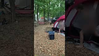 Camping rainstorm