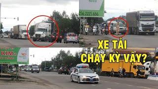 Không hiểu nổi xe tải vì sao lại chống hiệu lệnh của CSGT đi vào đường cấm, trên tuyến VIP sắp qua