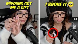 Valkyrae immediately broke Miyoung's Christmas Gift