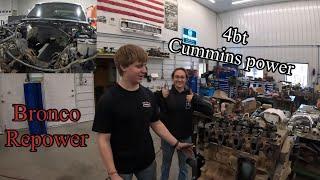 Tuckers Ford Bronco 351w blew up so we freshen up a 4BT Cummins diesel to repower it part 1