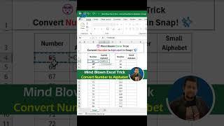 Convert Number to Alphabet in Excel Like a Pro  | Excel Interview Question #exceltips #shorts