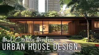 Small Mid-Century Modern Urban House Design with a Lush Tropical Garden