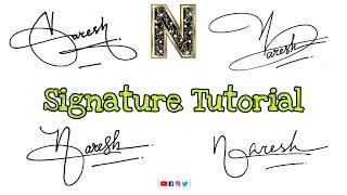 Naresh name Signature style | N signature tutorial #signature #signaturestyle @AnupCalligraphy