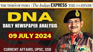 Daily Newspaper Analysis | 09 July 2024 | Current Affairs For Defence Aspirants | SSB #upsc #cds