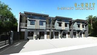 Project #2: 6-UNIT 2-STOREY APARTMENT on 14m x 24m LOT | MODERN SMALL HOUSE DESIGN | 2 BEDROOM |