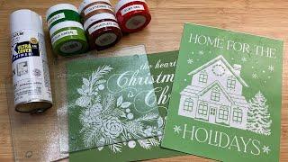 ⭐ Stenciled Glass Christmas Trivet | Dollar Tree DIY | Magnolia Design | Just One Craft Project⭐