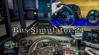 Ночной рейс в Bus Simulator 21 на руле Logitech G29!