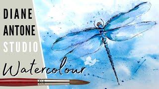 Beginners Loose Watercolor Dragonfly Tutorial | Pen and Ink on a Wet in Wet Background Real Time