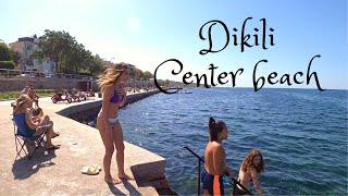 İzmir DİKİLİ CENTRAL BEACH, Hot Summer Walking Tour, Travel Turkey [4K UHD 60 FPS]
