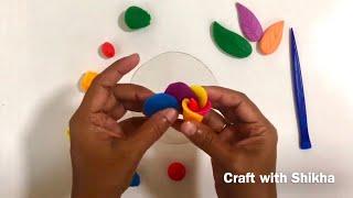 :) How to make a clay rainbow rose craft easy DIY / clay art