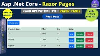 ASP.NET Core Razor Pages CRUD - .NET 8.0 Razor Pages using Entity Framework Core - Read Data