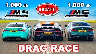Bugatti Chiron Super Sport v BMW M4 dan M5 1.000 dk: DRAG RACE