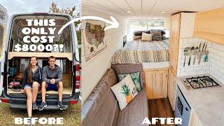 $8,000 BUDGET VAN TOUR! Van Life Couple DIY Sprinter Van Conversion 170”