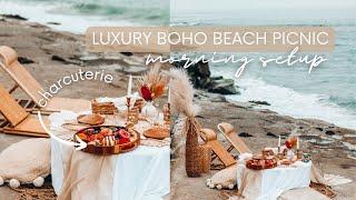 *6AM* EARLY MORNING BOHO BEACH PICNIC SETUP | ENGAGEMENT PICNIC SETUP & CHARCUTERIE MAKING