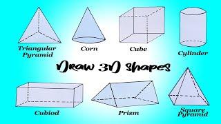 How to Draw 3D Shapes step by step -Easy Beginners Tutorial