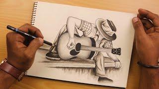 How to Draw a Boy Playing Guitar with Pencil Sketch step by step | Sketching Tutorial | Art