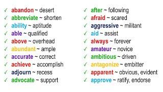 1000 Synonyms Words List, Synonyms Vocabulary List in English #synonyms #synonymswords
