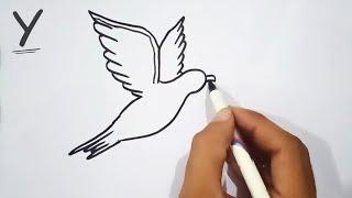 How to Draw Flying Parrot | Flying Bird Drawing Easy | Step by step Bird Drawing