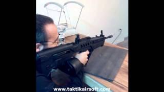 Taktik airsoft Tavor blowback EBB  drum mag test lipo 11 1v