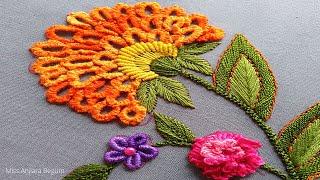 Gorgeous Brazilian Embroidery||Hand Embroidery  Brazilian Stitch||Brazilian Embroidery Design-225