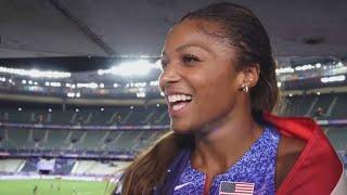 Gabby Thomas describes feeling of winning gold at Olympics