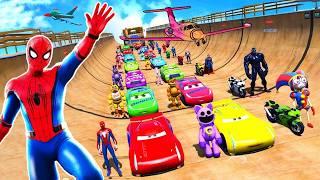 GTAV SPIDER MAN 2, FIVE NIGHTS AT FREDDY'S, THE AMAZING DIGITAL CIRCUS Join in Epic Stunt Racing 