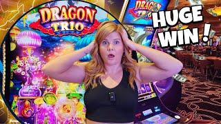 I Won HUGE on the New Dragon Trio Slots in Las Vegas!!