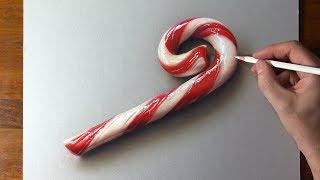 Candy Cane 3D drawing  Merry Christmas!