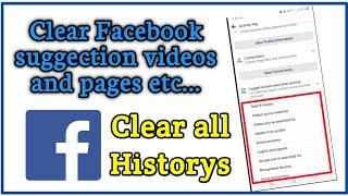 How to Clear Facebook suggestion videos || Clear all historys in Facebook