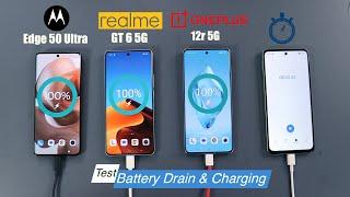 Realme GT 6 Battery Drain & Charging Test Vs Motorola Edge 50 Ultra Vs OnePlus 12r