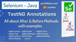 TestNG annotations | After & Before Methods in detail