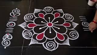 Friday special rangoli design || simple side border rangoli design || daily muggulu || easy rangoli