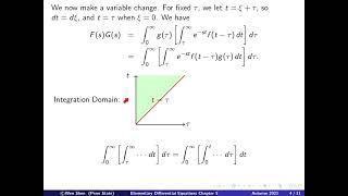 Video5-18: Convolution Theorem, proof, examples, application. Elementary differential equations