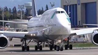 Battered Boeing 747-8i Test Flight Departure From Paine Field @ KPAE