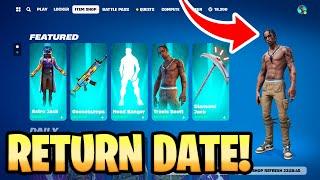 Travis Scott Skin RETURN RELEASE DATE! (Travis Scott Coming Back To Fortnite)