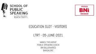 Education Slot - Visitors - BNI