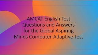 AMCAT English Test - Questions and Answers for the Global Aspiring Minds Computer-Adaptive Test