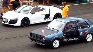 VW GOLF 2 vs AUDI R8 1/4 Mile Drag Race Viertelmeile Rennen Acceleration