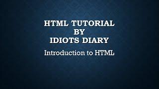 HTML tutorial for beginners- #1 |  Introduction to HTML5