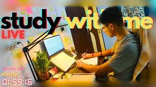 STUDY WITH ME LIVE4 HOURS | Day-119 | POMODORO 50/10⏰ | Ambient Music