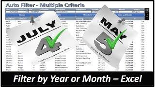 Filter by Year of Month - Auto Filter  Multiple Criteria -  Excel VBA 2013