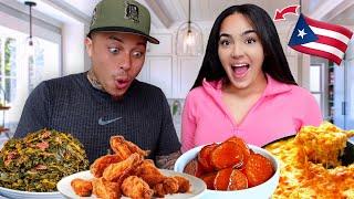 PUERTO RICAN Wife Tries AUTHENTIC SOUL FOOD For The First Time!