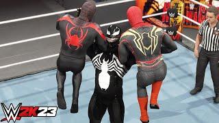 Venom Vs Spider-Man & Miles Morales | Handicap Match - WWE 2K23 PS5 [4K]