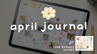 Journal With Me April Journal | iPad Good Note Diary  | Free Stickers for iPad