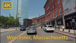 Driving in Downtown Worcester, Massachusetts - 4K60fps