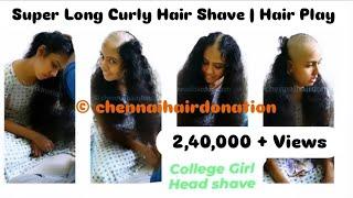 Indian Girl Headshave • Long Curly Hair • Mottai • Straight Razor • Tonsure • CHENNAI HAIR DONATION