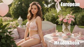 [4K] AI ART European Lookbook Model Video - Pastel Petals: Tea, Tulle, and Tranquility